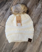 Ribbed Knit Faux Fur Pom Beanie