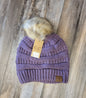 Ribbed Knit Faux Fur Pom Beanie