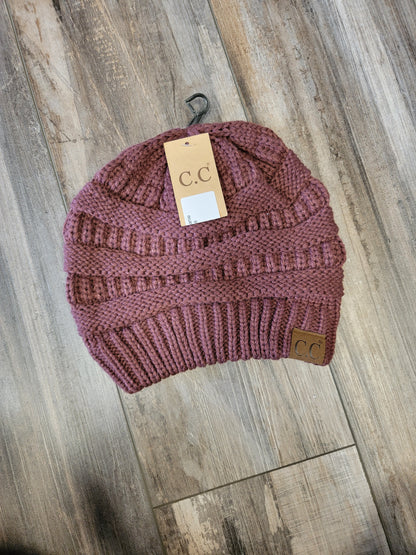 Solid Ribbed Knit C.C. Beanie