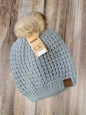 Waffle Stitch Pom Beanie