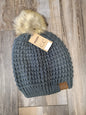 Waffle Stitch Pom Beanie