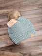 Kids Ribbed Knit Pom Beanie