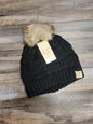 Kids Ribbed Knit Pom Beanie