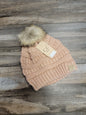 Kids Ribbed Knit Pom Beanie