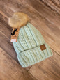 Fuzzy Lined Knit Pom Beanie