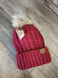 Fuzzy Lined Knit Pom Beanie