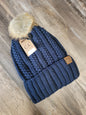 Fuzzy Lined Knit Pom Beanie