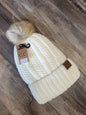 Fuzzy Lined Knit Pom Beanie