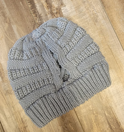 Criss Cross Ponytail Knit Beanie