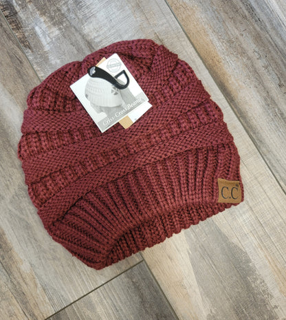 Criss Cross Ponytail Knit Beanie