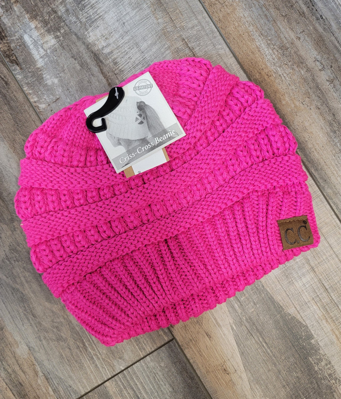 Criss Cross Ponytail Knit Beanie