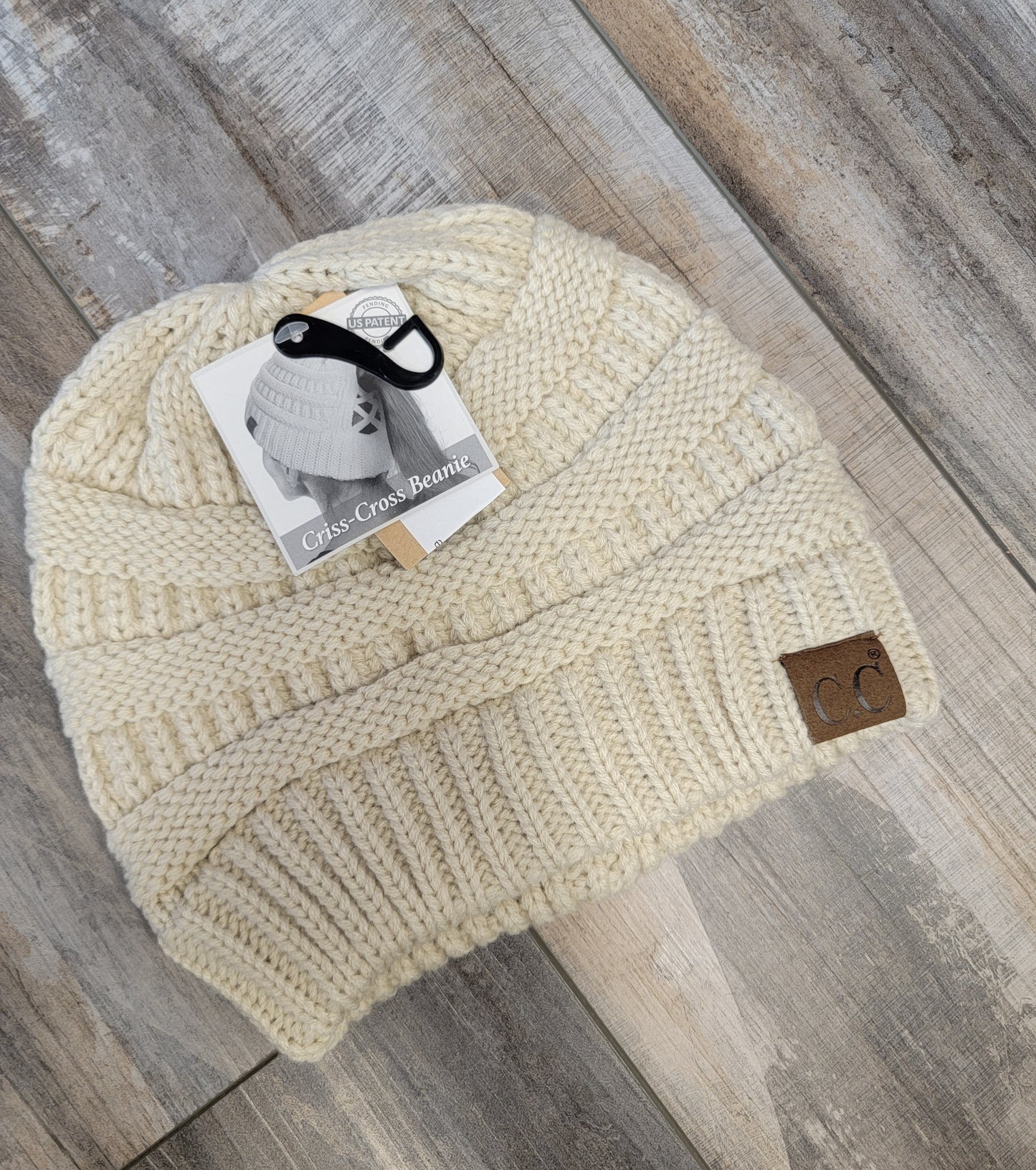 Criss Cross Ponytail Knit Beanie