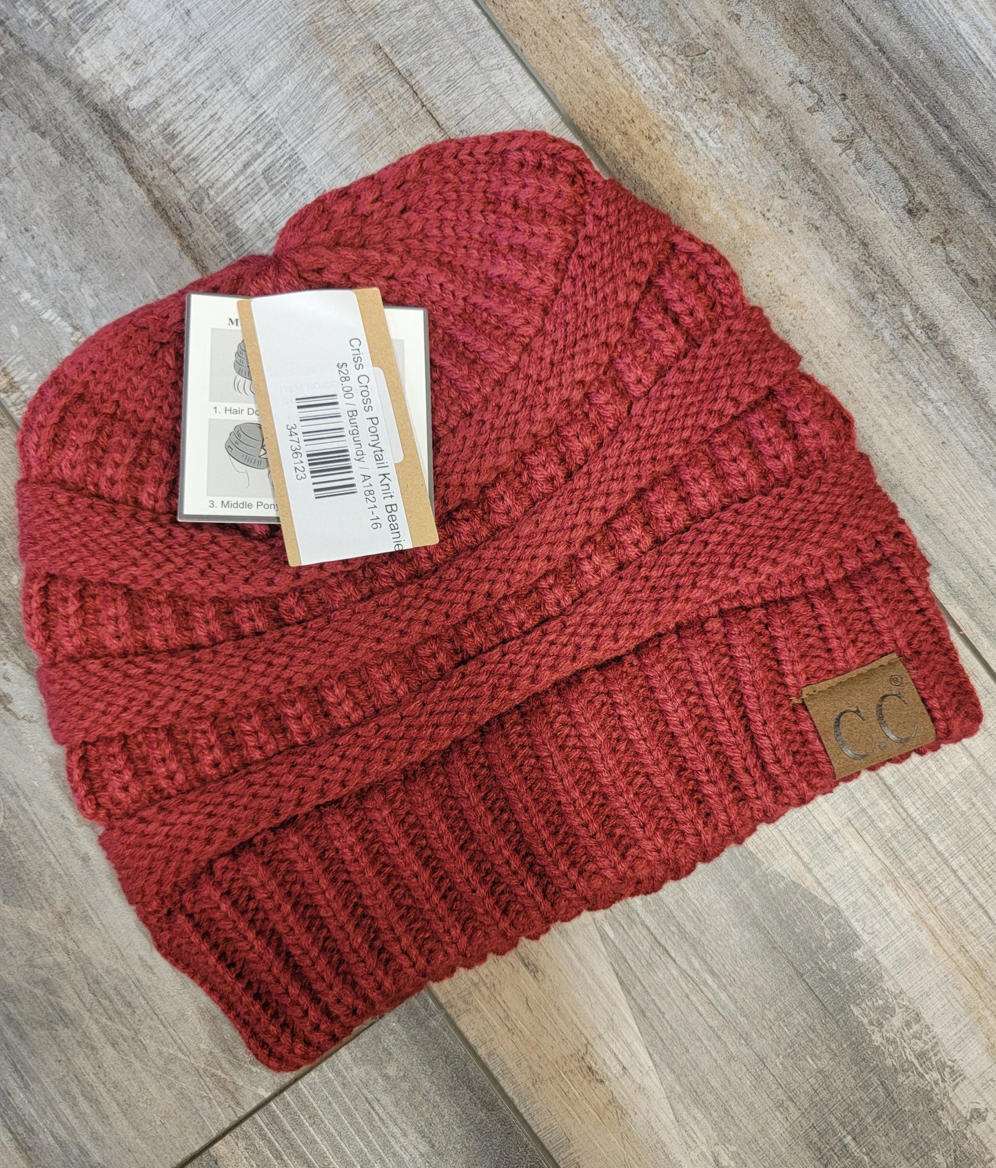 Criss Cross Ponytail Knit Beanie