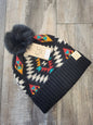 Kids Aztec Pattern Pom Beanie