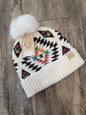 Kids Aztec Pattern Pom Beanie