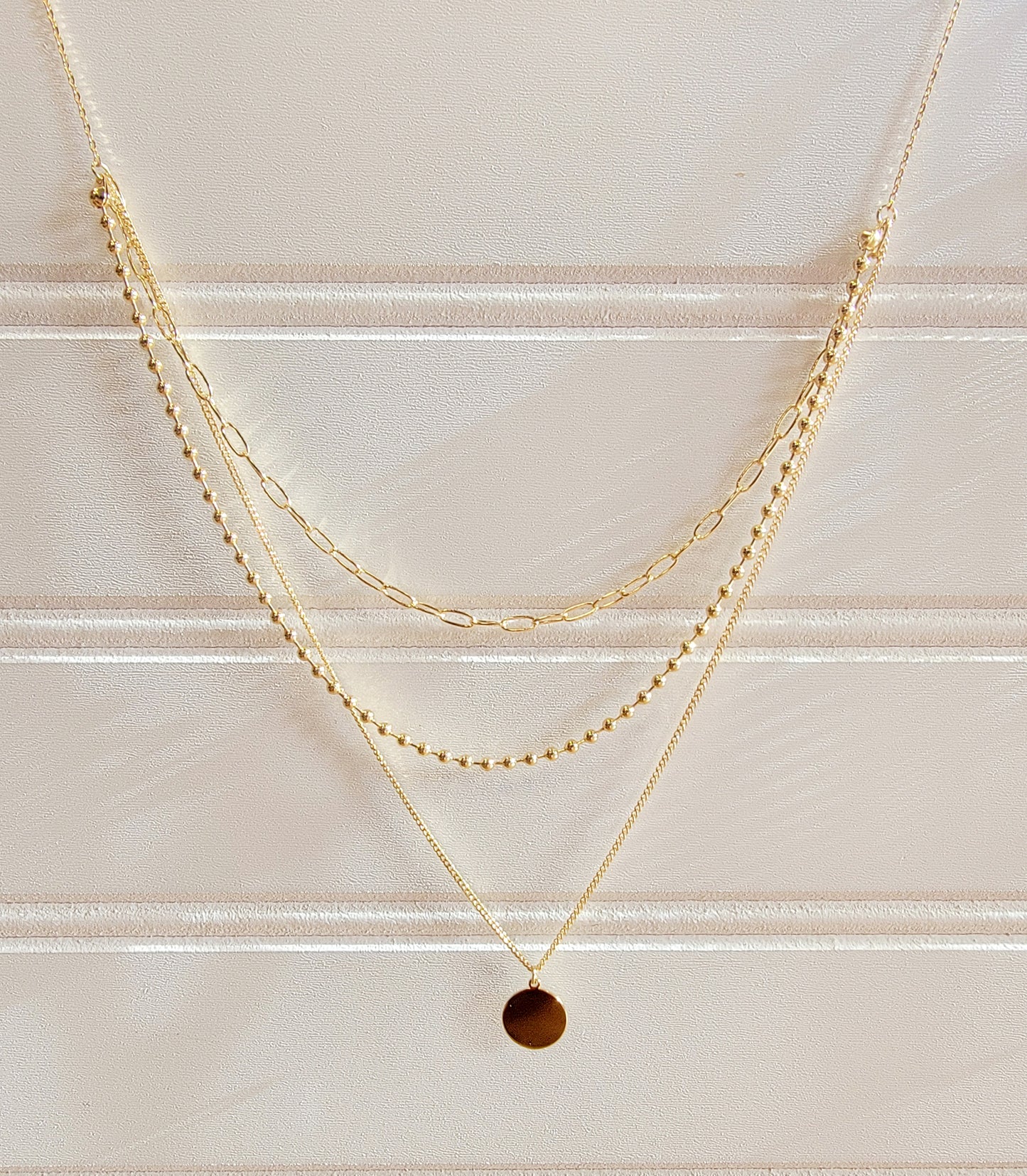 Disc Charm Layered Chain Necklace
