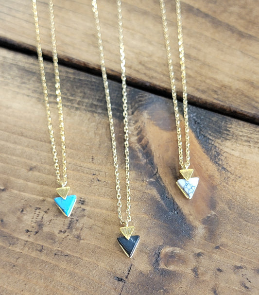 Triangle Stone Pendant Necklace