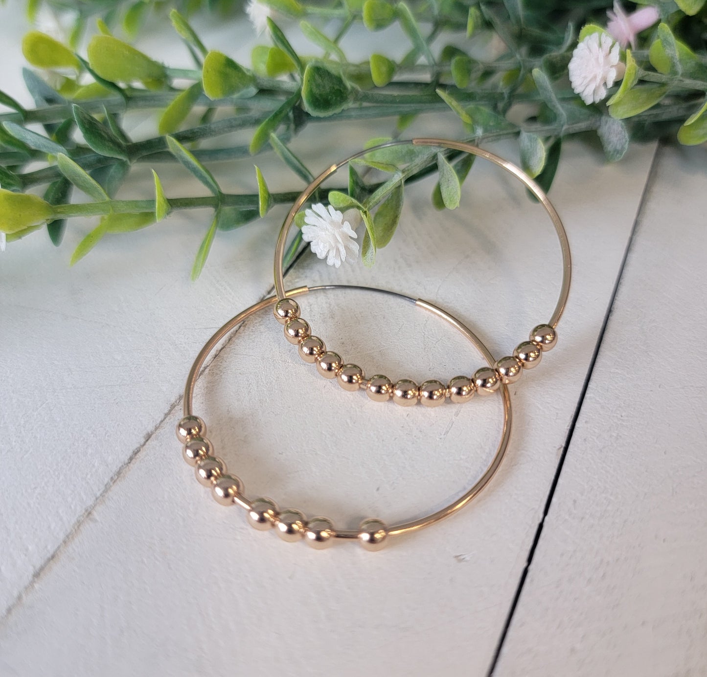 Gold Hoop Earrings With Gold Beads