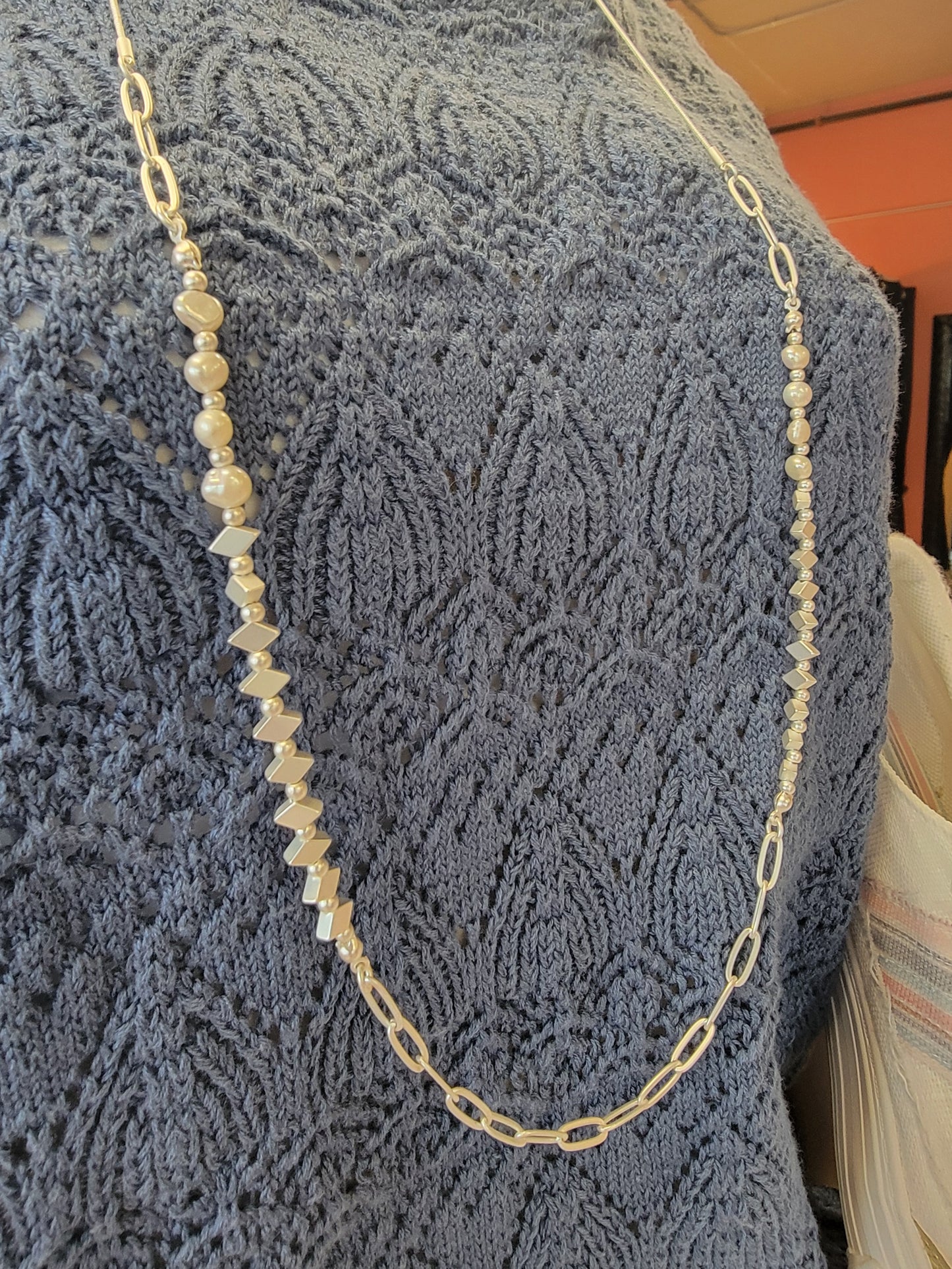 Long Chain Pearl Necklace