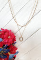 Double Layered Necklace With Oval Pendant