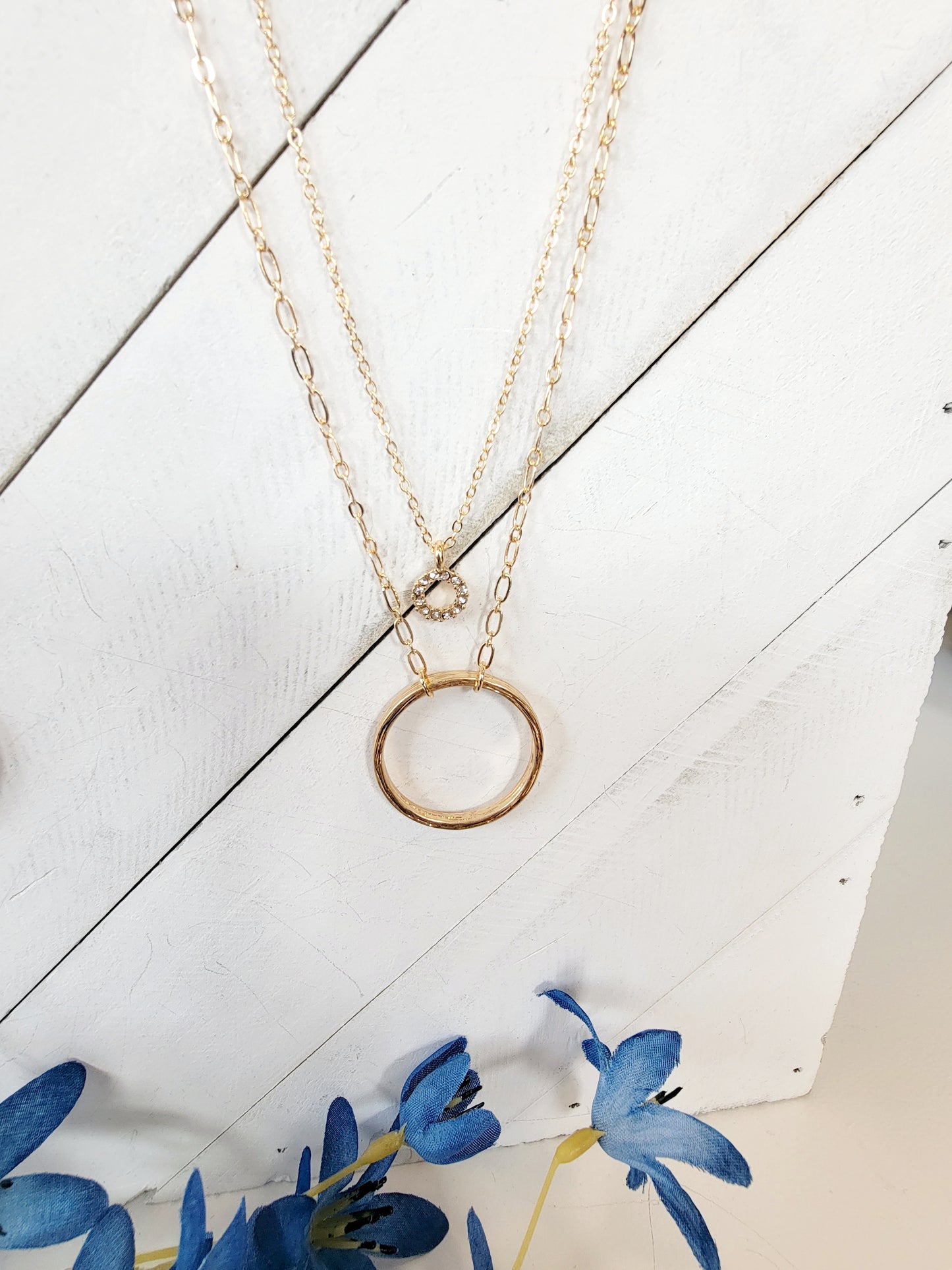 Double Layered Circle Pendant Necklace
