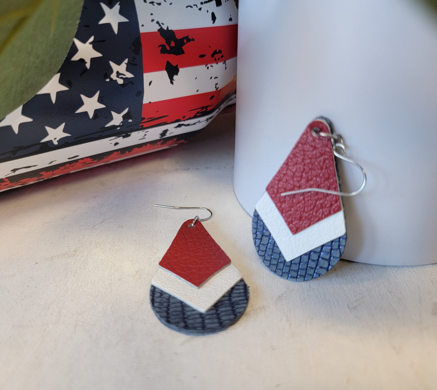 Red, White & Blue Teardrop Earrings