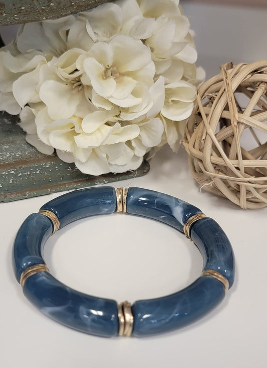 Blue and Gold Stretch Bracelet