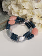 Blue and Coral Beaded Bracelet