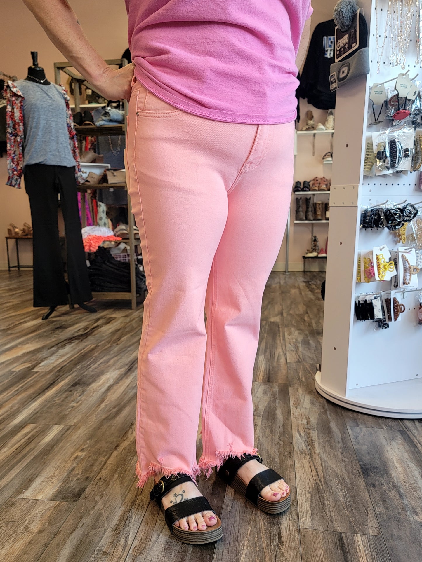 Pink Flamingo Crop Jeans