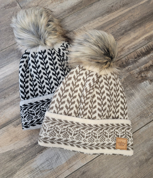 Patterned Pom Beanie