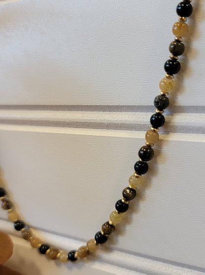 Gold & Neutral Beaded Necklace