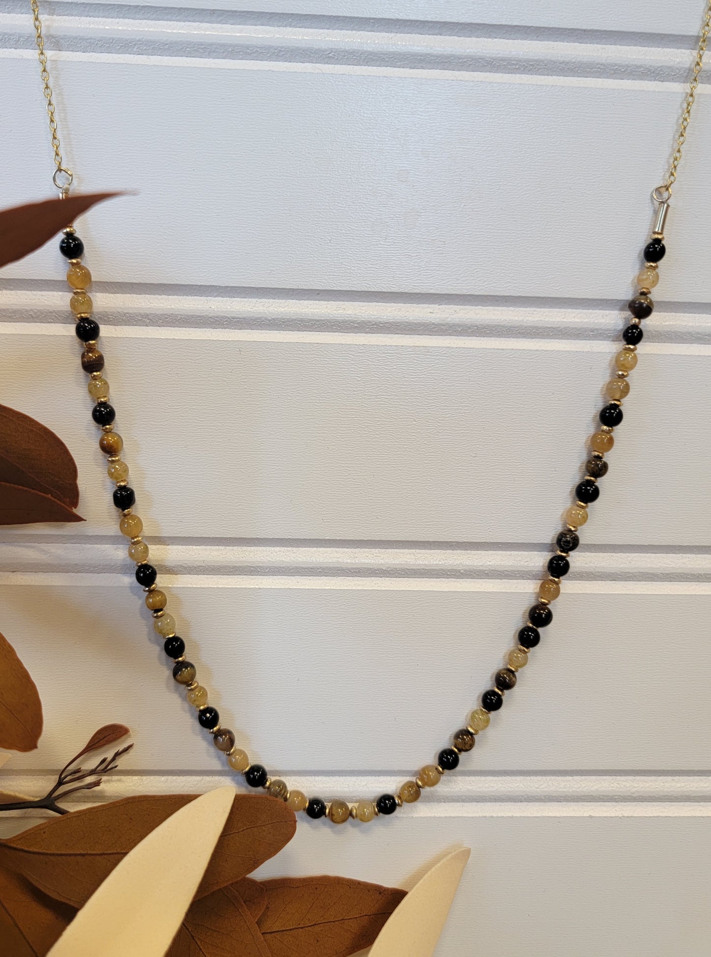 Gold & Neutral Beaded Necklace