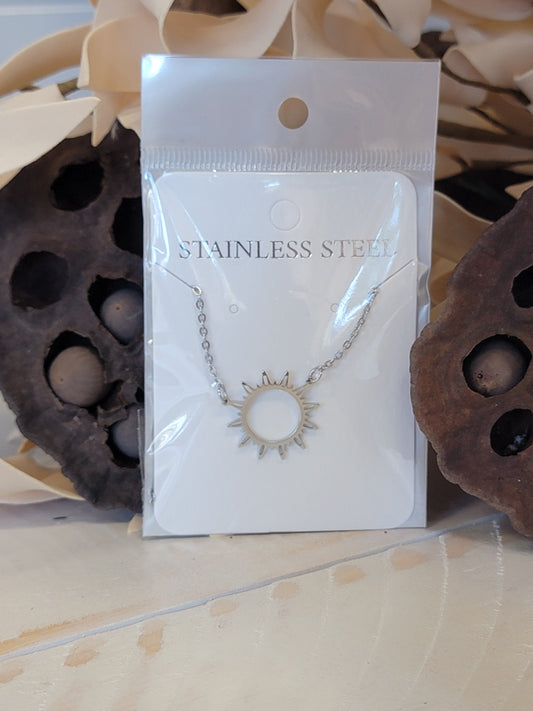 Silver Sun Pendant Necklace