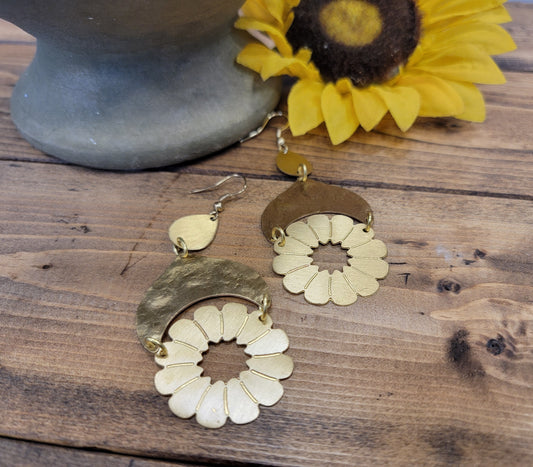 Gold Geometric Flower Earrings