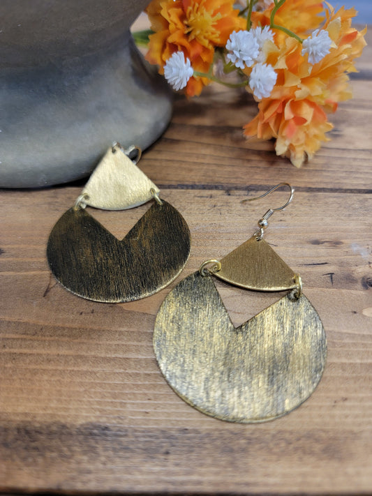 Gold Textured Geometric Earrings