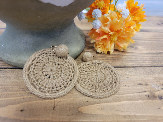 Tan Crochet Dangle Earring