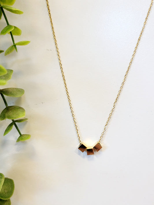 Gold Cube Pendant Necklace