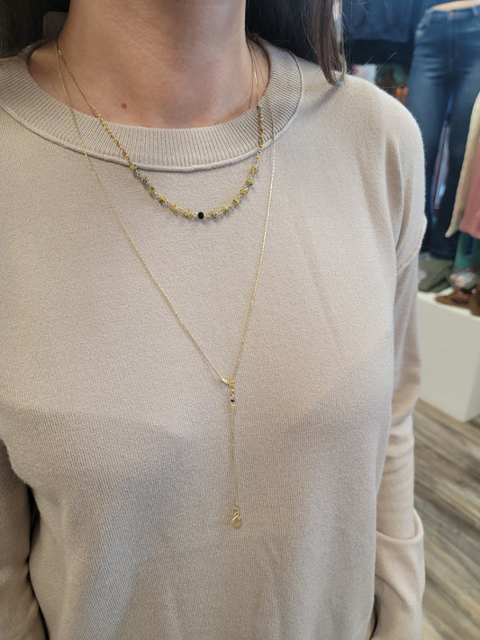 Gold Double Layer Lariat Necklace