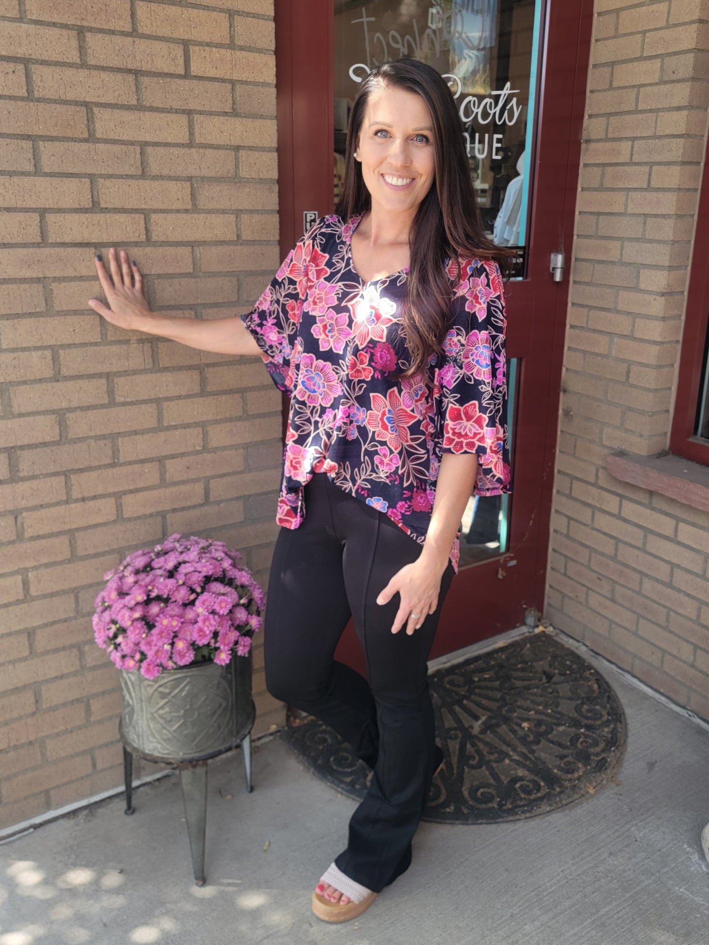 Floral Print Bell Sleeve Blouse