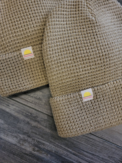 Mocha Waffle Knit Sunset Beanie