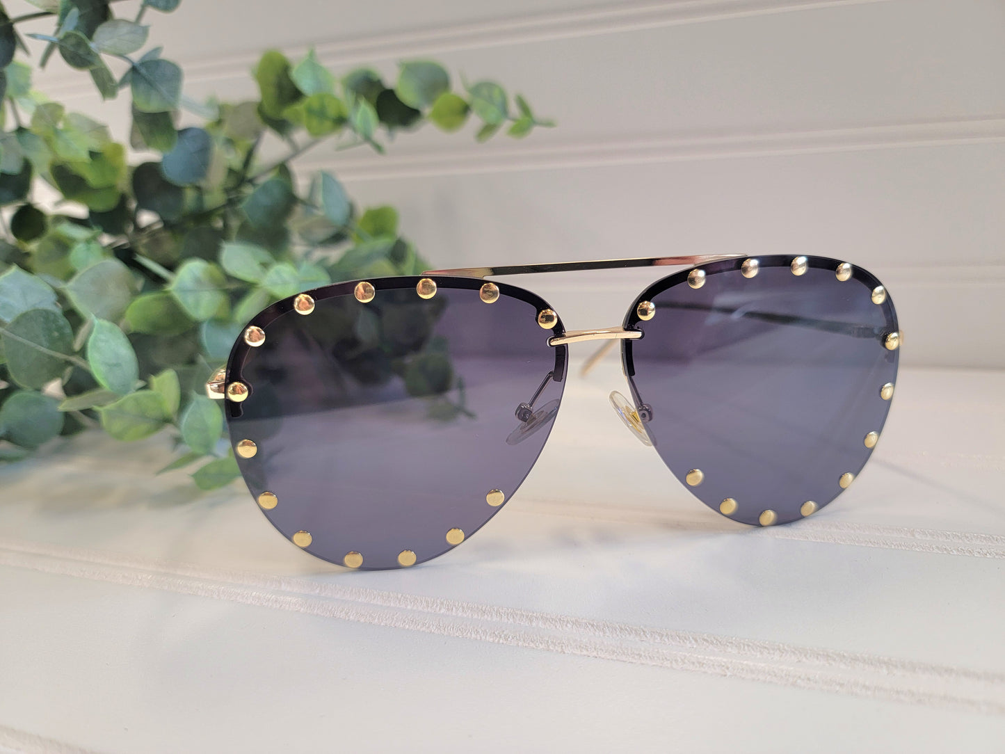 Showstopper Studded Aviator Sunglasses