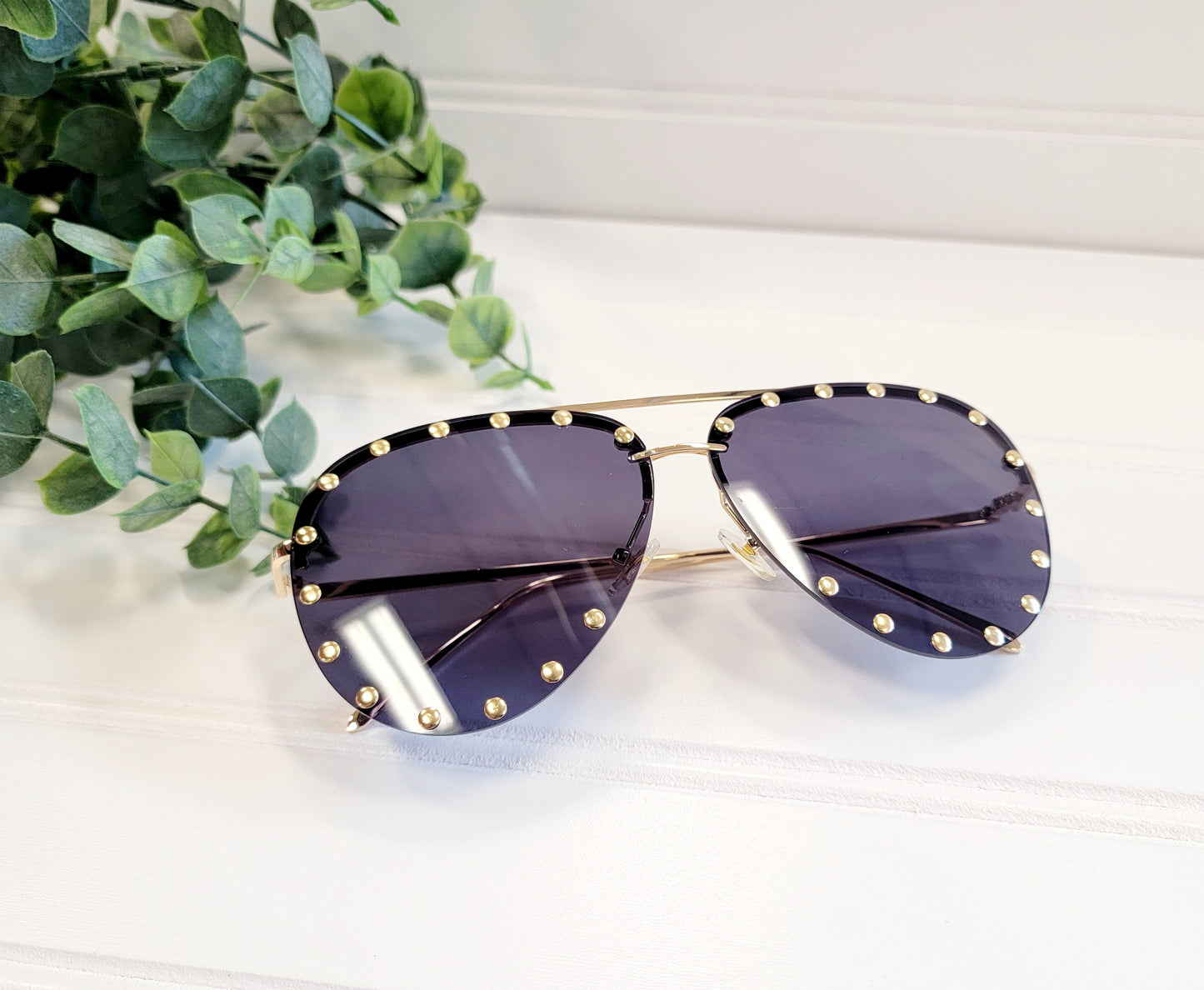 Showstopper Studded Aviator Sunglasses