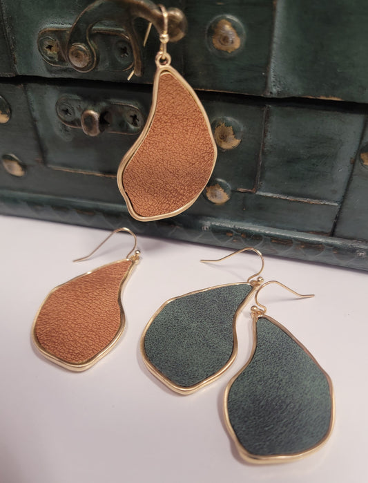 Suede Geometric Drop Earring