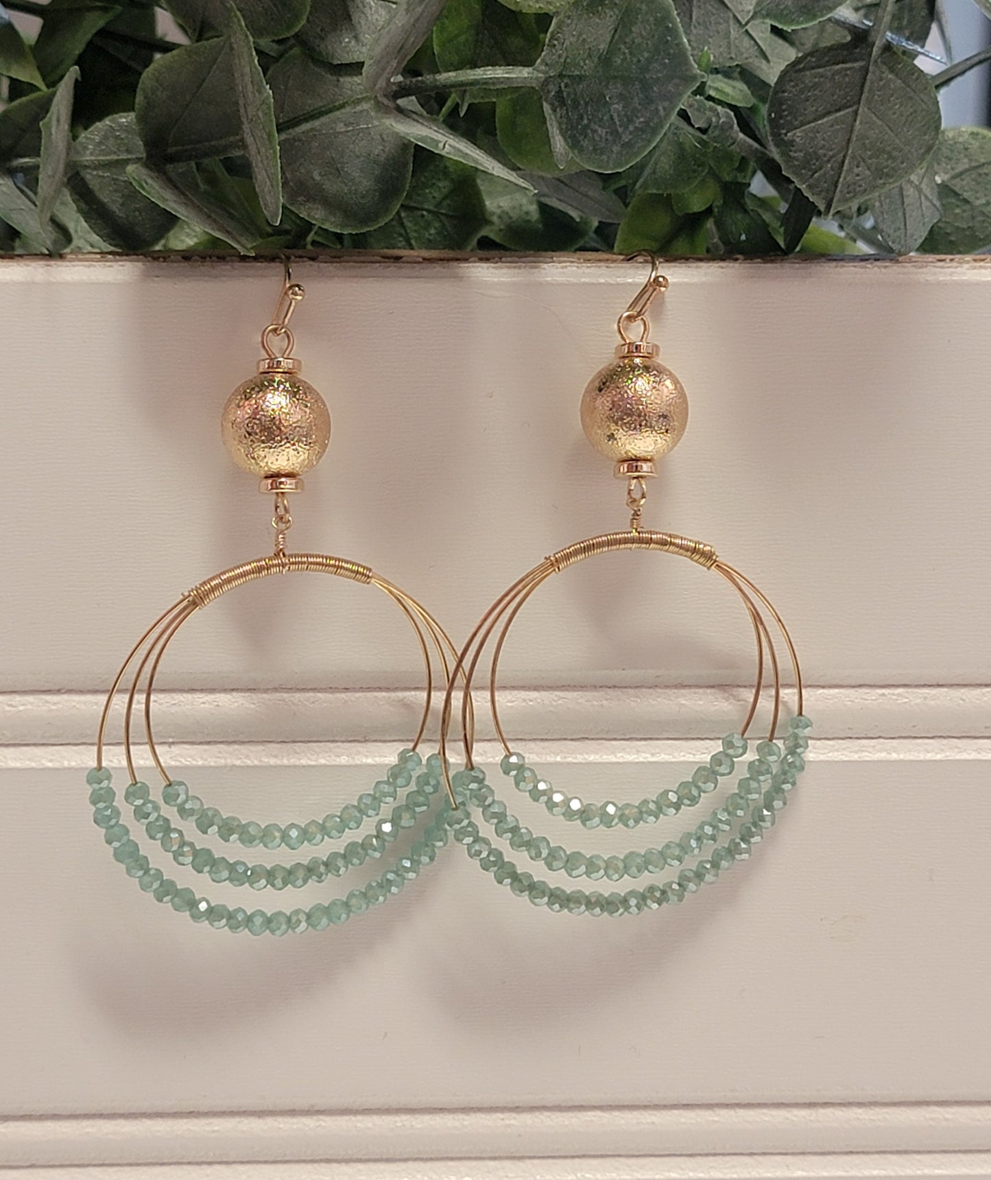 Mint Crystal Triple Hoop