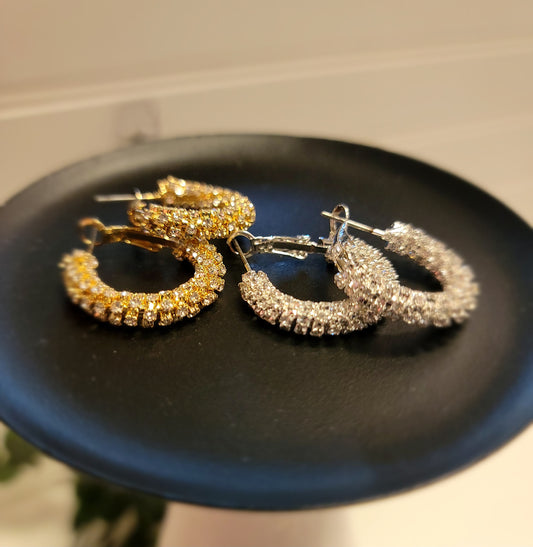 Rhinestone Wrapped Hoops