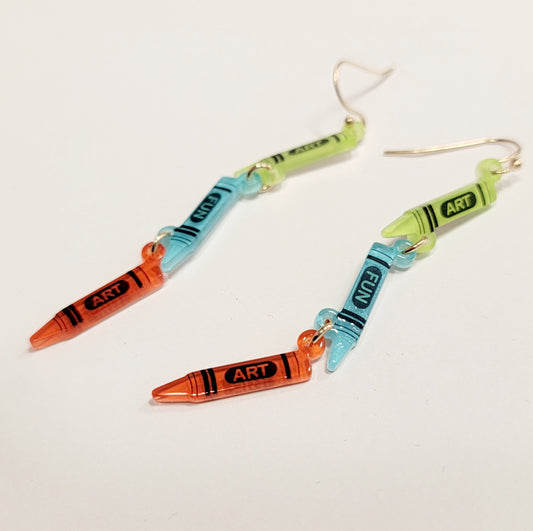 Colored Crayon Drop Earrings