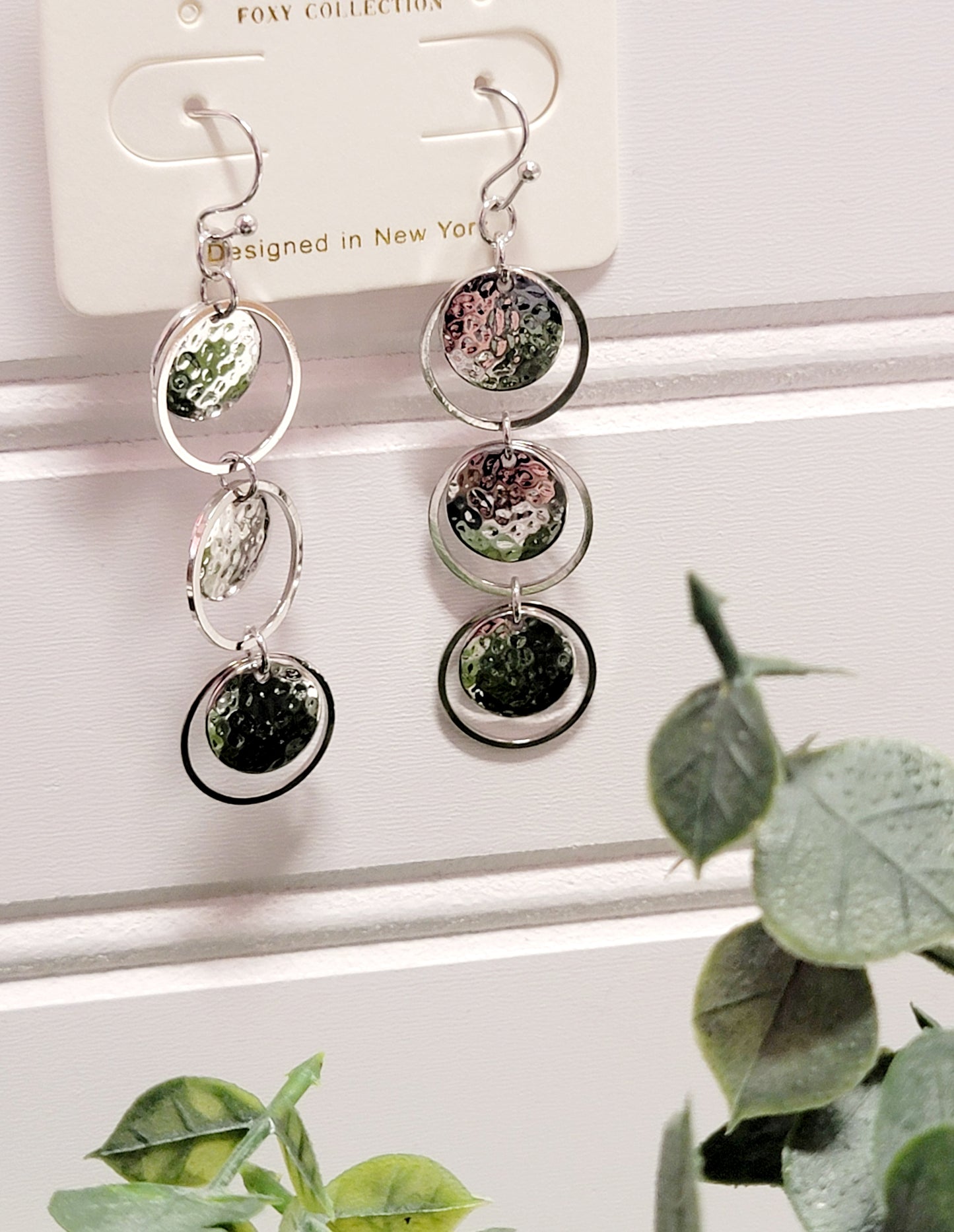 Silver Drop Circle Earrings