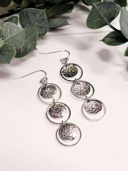 Silver Drop Circle Earrings