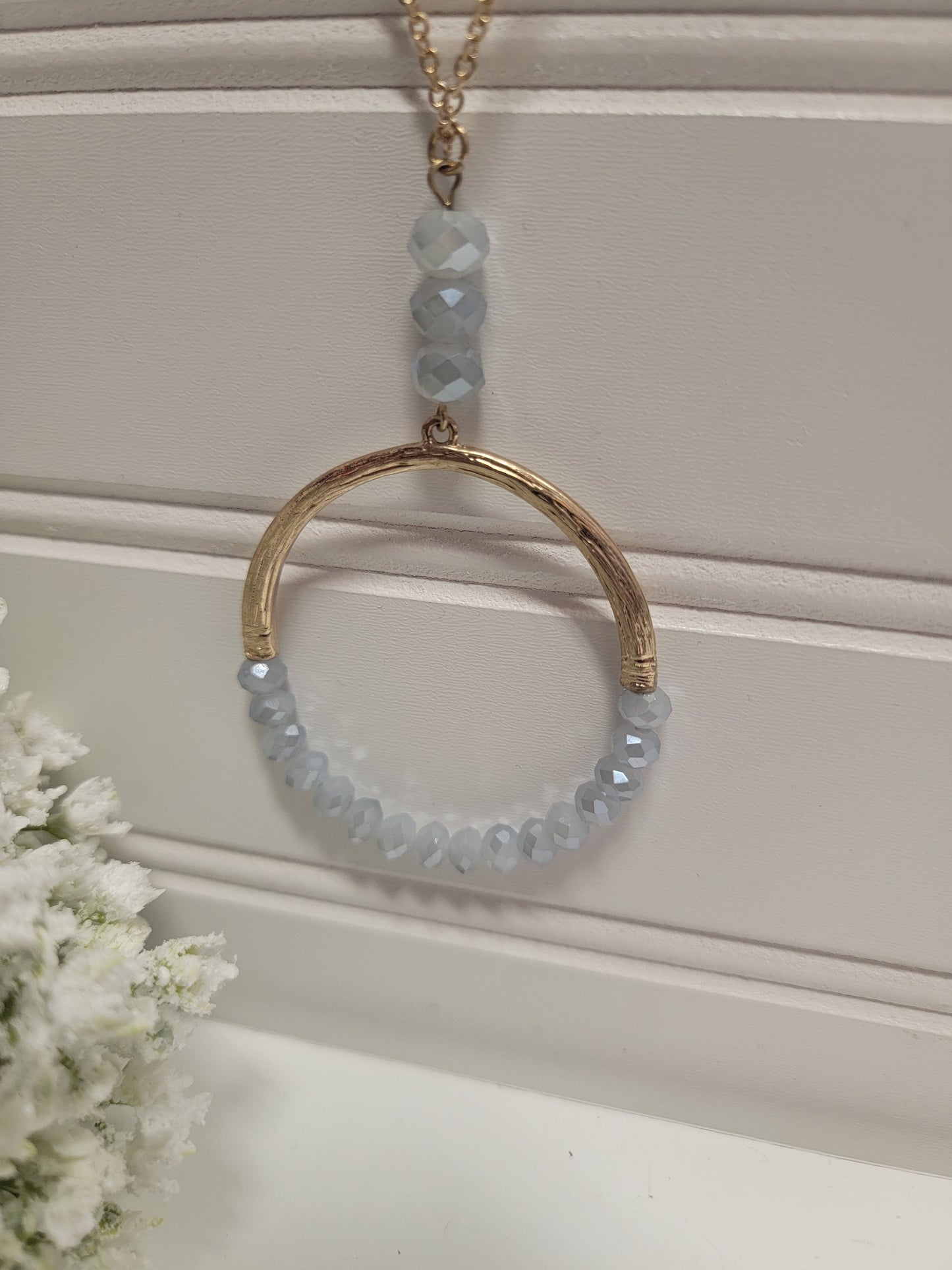 Beaded Circle Drop Necklace