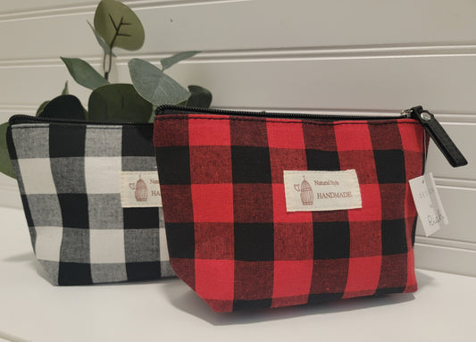 Plaid Zipper Cosmetic Bag